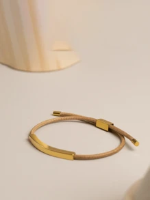 BLKSMTH BLKSMTH 18k Gold Plated Adjustable Leather Style Bracelet For Women