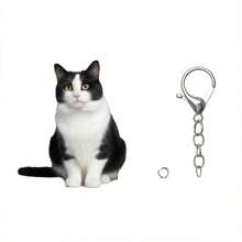 可愛貓咪圖案鑰匙扣，2D亞克力設計裝飾，可愛風格女士禮物，迷人配件，背包掛飾，母親節禮物 - 黑與白 - 查看 8