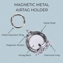 Funda protectora para Airtags, compatible con el soporte de Apple Airtag, funda de llavero para Airtag con placa de metal y diamantes de imitación, soporte de llavero  Airtag con protección resistente de 360°, llavero Air Tag
