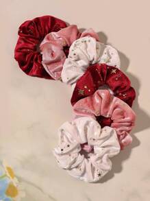 6 pièces/set Chouchous en velours dorés avec étoiles, accessoires pour cheveux - Multicolore - Voir 2
