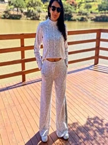 Women Sweater Co-Ords - White - View 2