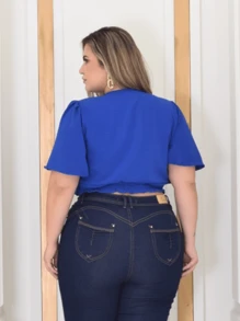 Plus Size Blouses - Xanh đậm - Xem 3