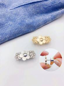 1pair/2pairs Metal Waistband Extender, No Sew Button For Jeans Trousers Pants, Adjustable Pants Button, Easy Fit Buttons