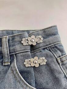 1pair/2pairs Metal Waistband Extender, No Sew Button For Jeans Trousers Pants, Adjustable Pants Button, Easy Fit Buttons