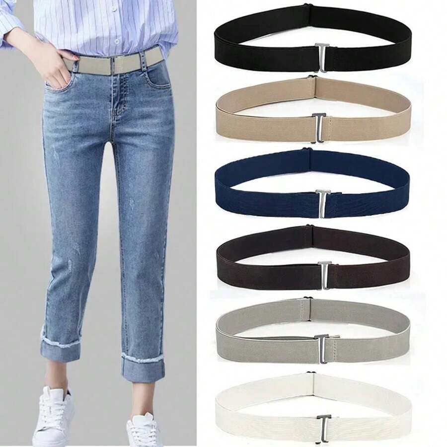 1pc Women Adjustable Buckle Elastic Belt For Jeans, Invisible Slimming Waistband - Multicolor - View 1