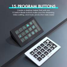 Stream Studio Controller ATTACK SHARK * A.JAZZ AKP153 有线键盘，带 15 个宏 LCD 按键和 1 个侧屏显示，可拆卸支架，支持 Windows OBS 应用程序中的各种操作 [可编程 LCD 按键和屏幕显示] - 黑色 - 查看 7