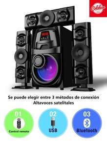 DM-Y11,Bocinas de bluetooth Grandes,estereo para casa,decoración de cuarto LED color lámpara,alta potencia altavoz set,3 bocina,con mando a distancia,canal 3.1,Sonido 3D,inteligente bocina bluetooth Altavoces estéreo con estilo, 38Hz, AC110V, USB, SD, Radio FM, BT, AUX, altavoces con cable, sistema de sonido, música en miniatura, festivales de música, fiesta bocina,para ver películas, karaoke,escuchar canciones, ver partidos de fútbol - Negro - Ver 2