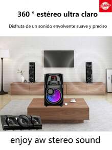 DM-Y11,Bocinas de bluetooth Grandes,estereo para casa,decoración de cuarto LED color lámpara,alta potencia altavoz set,3 bocina,con mando a distancia,canal 3.1,Sonido 3D,inteligente bocina bluetooth Altavoces estéreo con estilo, 38Hz, AC110V, USB, SD, Radio FM, BT, AUX, altavoces con cable, sistema de sonido, música en miniatura, festivales de música, fiesta bocina,para ver películas, karaoke,escuchar canciones, ver partidos de fútbol - Negro - Ver 7
