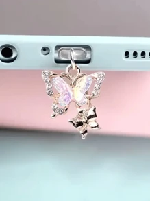 1pc Durable Metal Butterfly Phone Dust Plug For DIY Decoration And Protection - Resistant To Dust And Debris - Gold - View 1