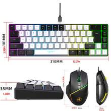 Bộ Combo Bàn Phím Và Chuột HXSJ, Bàn Phím RGB 68 Phím Có Chuột, USB Plug-And-Play, Thích Hợp Cho Gia Đình, Văn Phòng Và Chơi Game - Đen và trắng - Xem 2