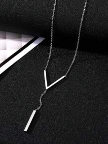1pc Minimalist Letter Pendant Stainless Steel Necklace In Gold Color As A Fashionable Long Chain Jewelry Gift For Women And Party Accessory