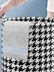 1入摺疊式洗衣收納籃，髒衣服收納筒，浴室洗衣更換箱，適用於家庭、宿舍和浴室使用。 - 千鳥格 - 查看 4