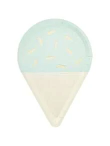 高級熱壓冰淇淋造型紙盤，生日派對餐具，活動用品，小吃和水果托盤，糕點，燒烤配件 - 綠色 - 查看 3