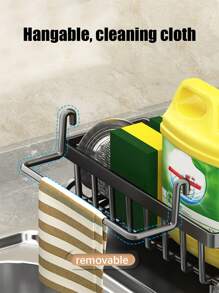 Multi Functional Kitchen Storage Rack, 1 Sink Sponge Drain Rack, Can Hang Cleaning Cloth, ABS Plastic Material, Can Store Cleaning Tools, Organize Sink Countertops, Optimize Storage Space, Kitchen, Shower Room, Practical Small Gifts For Friends, Wives, And Parents