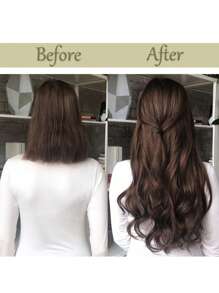 7 Piece Set 16 Clips Synthetic 24 Inch Long Curly Hair Wig Heat Resistant Hair Clip Gradient Black Brown Gold Ladies - Black - View 7