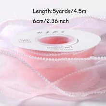 5 Yards 4cm/6cm Pearl Fish Tail Organza Ribbon For Flower Wrapping,Gift, Cake & Bakery Packaging, With Bowknot, DIY, Gift Box & Bouquet Binding