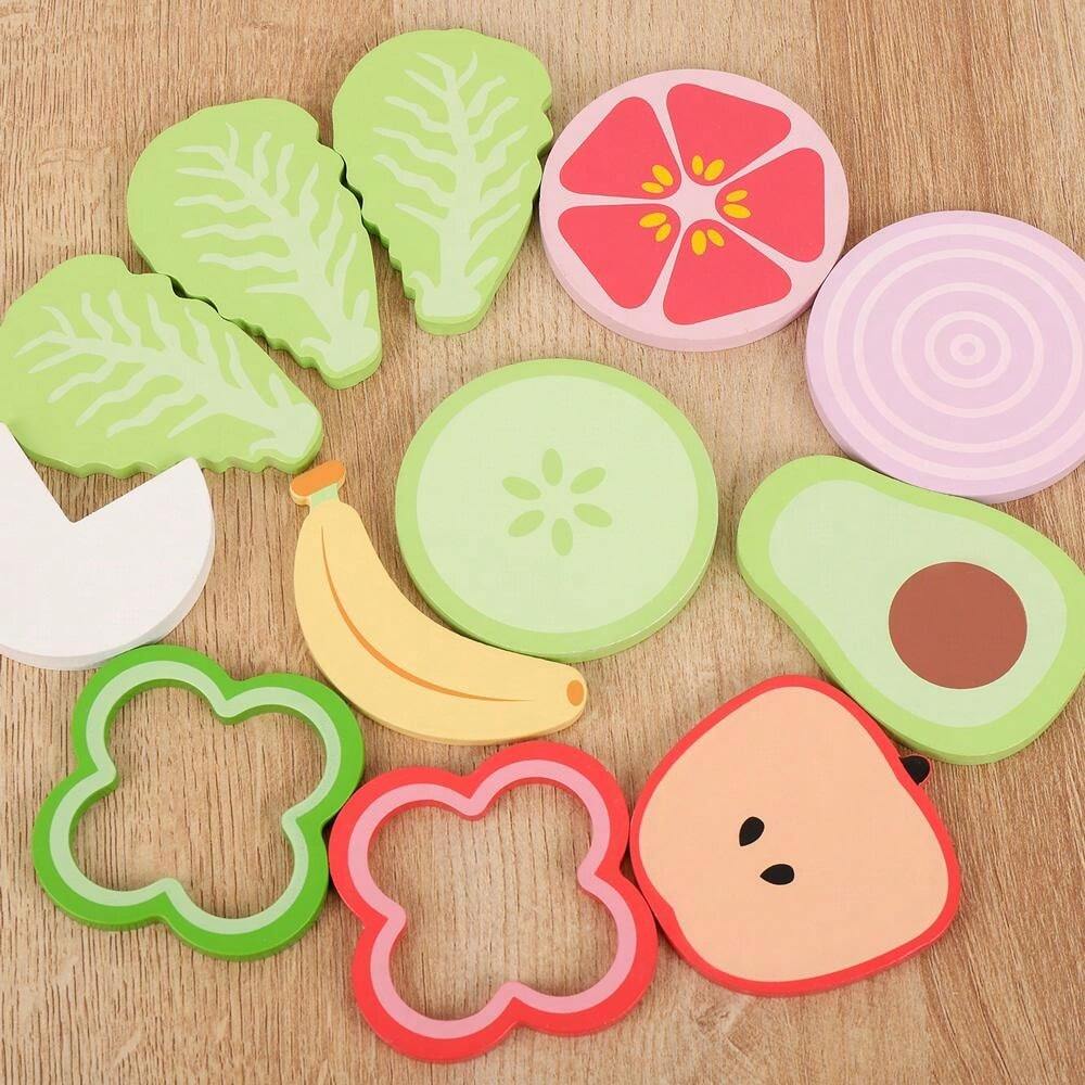 19pcs Vegetable Sandbox Toy Set Wooden Kids Pretend Play Toys Role Play