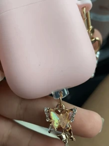 1pc Durable Metal Butterfly Phone Dust Plug For DIY Decoration And Protection - Resistant To Dust And Debris - Gold - View 3