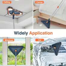 1 Set (6pcs Replacement Pads & 1pc Silicone Scraper) 360° Rotatable Wall Cleaner, Wall Mop, Baseboard Cleaner - Wall/Floor/Ceiling Fan/Baseboard/Dust Cleaning Tool, Cleaning Supplies - Dusty Blue - View 4