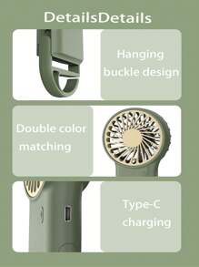1 件迷你手持风扇，轻巧便携，带挂钩，USB 充电，可爱时尚桌面风扇，400mAh 电池容量，适合学生、户外、夏季家用的空气冷却器，小礼物 - 彩色 - 查看 4