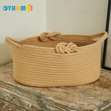 OYHOMO 1 件椭圆形收纳篮绳编篮架子篮带手柄，适用于玩具、衣服、毛巾、卧室、浴室、洗衣房的家居装饰篮 - 彩色 - 查看 7