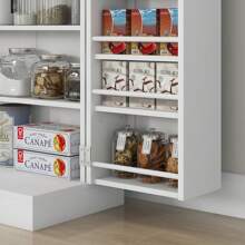 HOMCOM Armadio da Cucina con 5 Ripiani Centrali e 2 Ripiani Laterali a 6 Livelli, Mobile da Cucina in MDF, 60x30x104 cm, Bianco - Bianco - Visualizzare 9