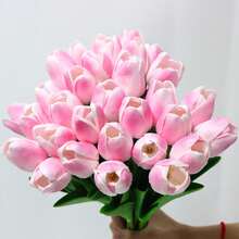 5/10/20/30 Chiếc Cảm Ứng Bó Hoa Tulip Nhân Tạo Mùa Xuân Phục Sinh, Cành Hoa Tulip Giả Để Trang Trí Bàn Ăn Văn Phòng Tại Nhà Ngoài Trời, Khu Vườn Ngày Lễ Quà Tặng Ngày Của Mẹ Trang Trí Tiệc Ngày Lễ Cắm Hoa Bó Hoa Cưới - Hoa tulip nhân tạo màu gradient - Xem 2