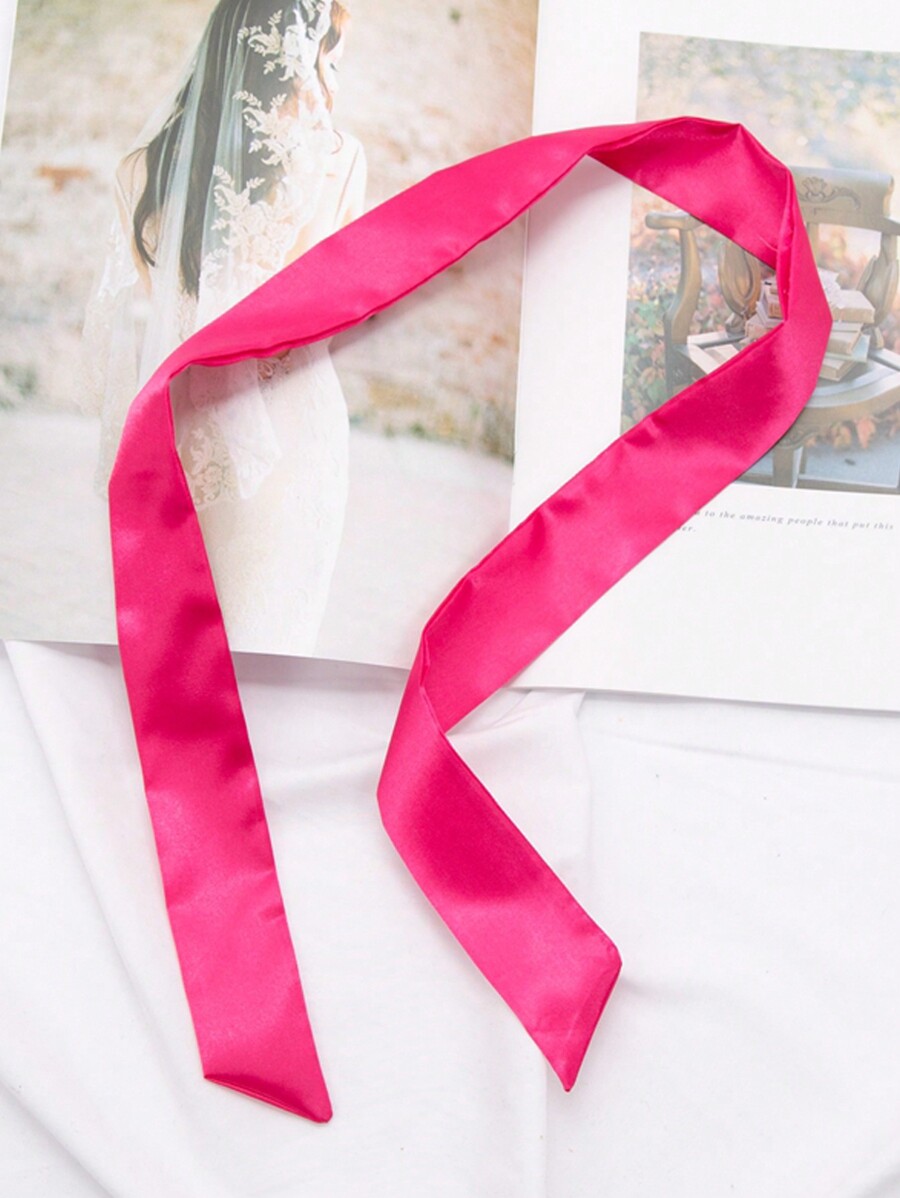 1Pc Women Solid Color Scarves Long Scarf Small Streamer Bag Handbag