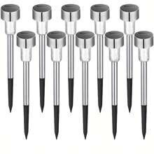 10pcs Outdoor Solar Powered White Light Landscape Lawn Lights, Waterproof Garden Lights For Pathway, Patio, Yard, Lawn, Sidewalk, Deck And Driveway