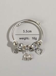 1 件时尚大象、心形、生命之树吊坠手链，带个性化水晶金属链，适合女孩 - 灰色 - 查看 6