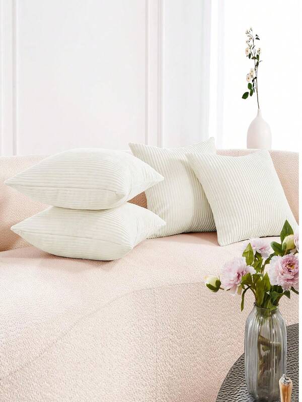 غطاء وسادة من الكتان البرتقالي الناعم بخامة الكوردوروي، غطاء وسادة مزينة بخطوط بوهيمية، يناسب الأريكة أو غرف النوم، 45x45 سم