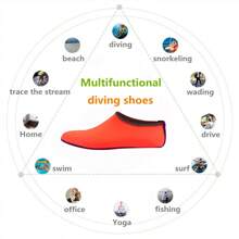 中性沙灘潛水襪，底部加厚，適用於潛水、水上運動、防滑漂浮、瑜珈、室內健身、跳繩、跳舞和跑步機 - 藍線條 - 查看 7