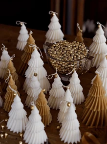 1 juego de moldes de árbol de Navidad de silicona, grande y pequeño, nuevos moldes hechos a mano DIY para velas aromáticas de yeso, decoración festiva, manualidades decorativas para el hogar