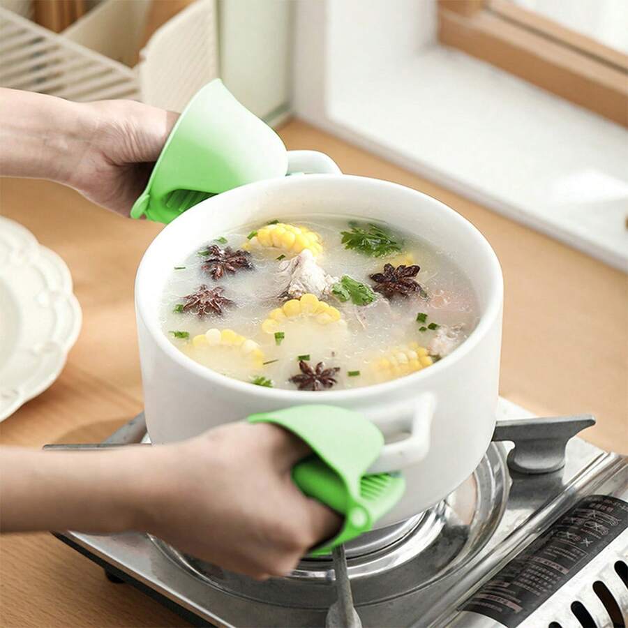 2 pezzi Guanti in silicone spessito resistenti al calore per forno a microonde, presine per forno ad alta temperatura - Multicolore - Visualizzare 1