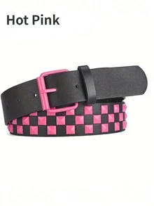 1入組中性街頭風格朋克腰帶，適用於搭配牛仔褲、休閒短褲。 - 玫紅色 - 查看 6