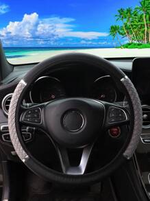 MEIKAXIU 1 PC 3D Dệt Da PU Lưới Kim Loại Bọc Vô Lăng Ô Tô Không Có Vòng Bên Trong, Thích Hợp Cho Phụ Kiện Xe Hơi 14.5-15 Inch - Xám - Xem 6