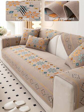 1pc All Season Sofa Cushion Cover, Bohemian Modern Minimalist Non-Slip Sofa Seat Pad, Dust-Proof Washable Sofa Throw Cover, Suitable For Bedroom, Office, Living Room, L-Shaped Sofa And 1-2-3-4 Seat Covers