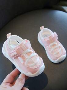 新夏季風格男女通用TPR軟底凉鞋，適合6個月-3歲嬰兒，防滑魔術貼設計 - 粉色 - 查看 1