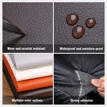 1pc Self Adhesive Leather Repair Kit Patch For Sofa Car Sticker Seat Repair & Decoration PU Lichee Pattern Leather Patch Ultra Thin DIY Refurbishing Kit - Coffee Brown - View 7