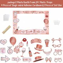 1Pc/Set, Bachelorette Party Photo Booth Props, Wedding Bride To Be Party Photo Props, Team Bride Handheld Paper Photo Frame - Champagne - View 3