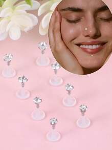 8入組16G透明穿式唇環，塑料Medusa唇釦穿刺珠寶軟骨耳環Tragus耳環無螺紋Helix穿刺珠寶Helix耳環6mm 8mm 10mm - 彩色 - 查看 1