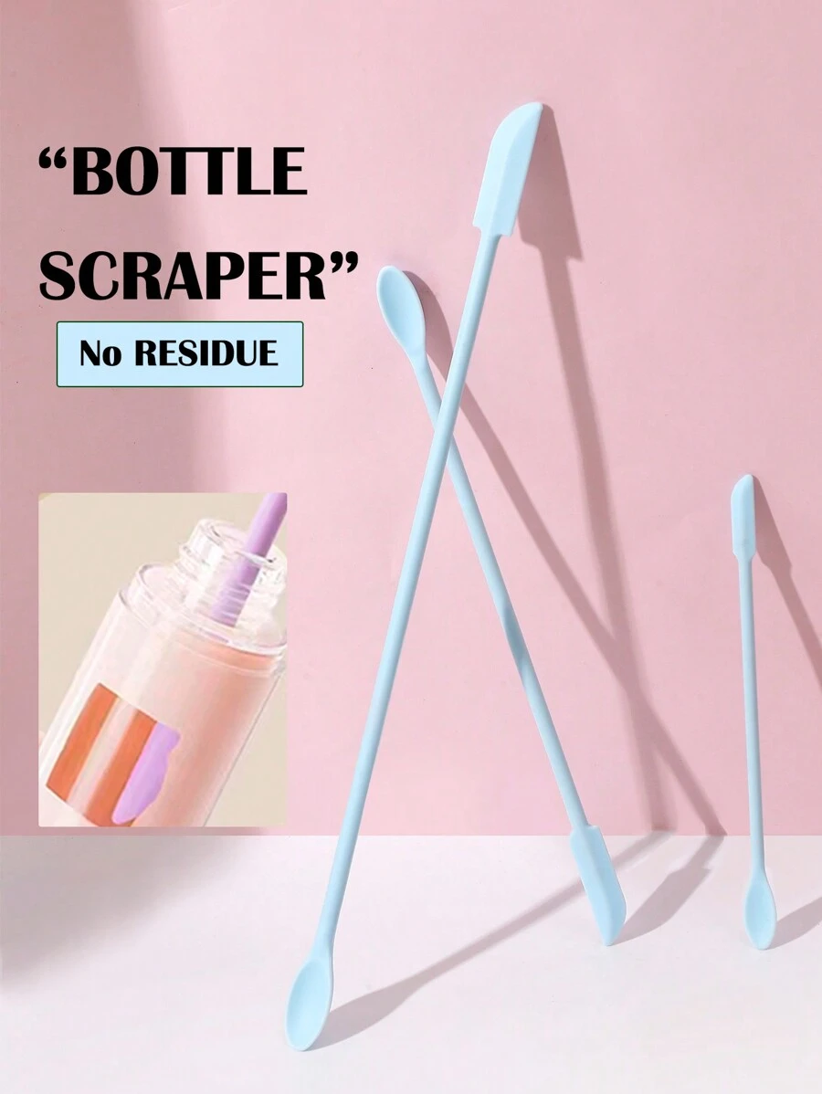 3 piezas Espátula de maquillaje de silicona, rasqueta de herramienta para botellas de base