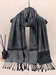 Soft Silky Reversible Paisley Pashmina Shawl Wrap Scarf Fringes - Multicolor - View 6