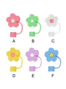 5 piezas de tapas para popotes de silicona con diseño de flor de 10mm/0.39in, Cubierta de popote decorativa a prueba de polvo y salpicaduras, protector reutilizable de punta de popote para decoración de vaso con popote y accesorios de vaso con popote, regalo para el Día de San Valentín o el Día de la Madre - Multicolor - Ver 2