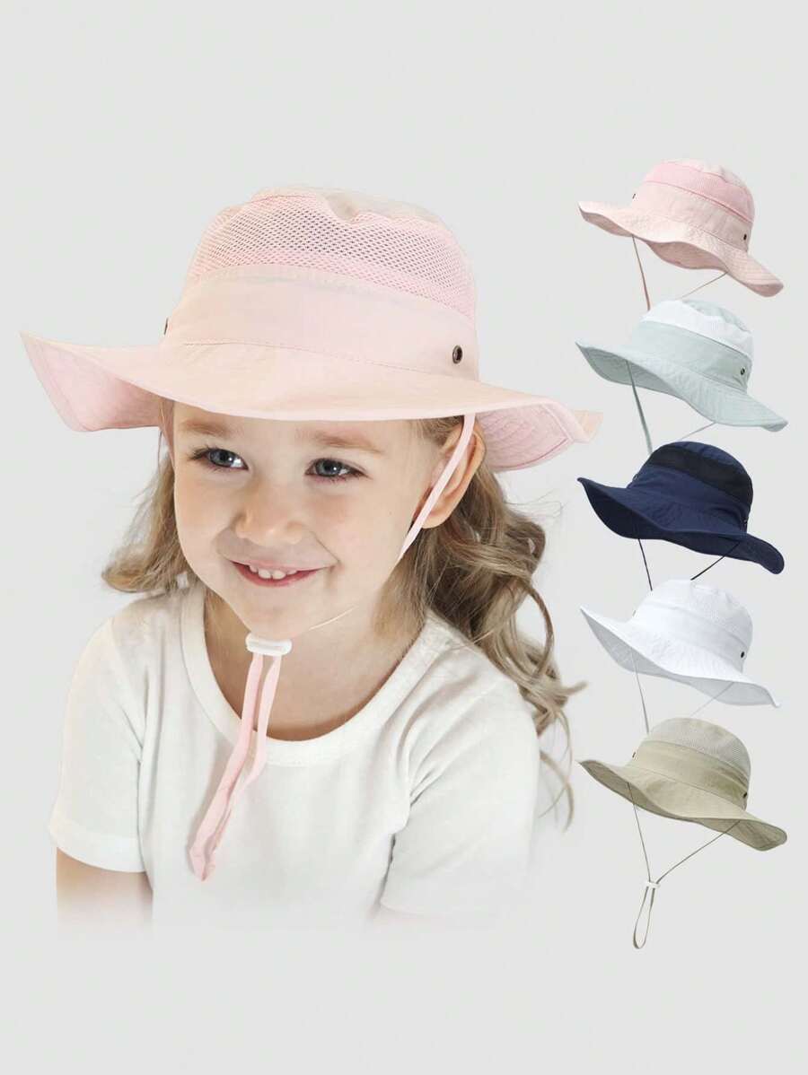 1pc Children's Breathable Mesh Sunshade Bucket Hat For Outdoor Activities In Summer
