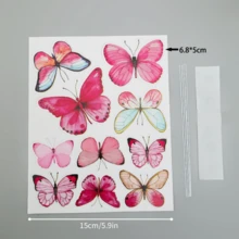 Un delicado y creativo inserto de decoración para pasteles con forma de mariposa y flor, adecuado para decorar fiestas de cumpleaños para adultos o niños, pasteles, postres, horneado a mano, festivales y celebraciones, entre otros. - Multicolor - Ver 4