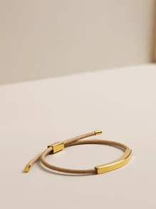 BLKSMTH BLKSMTH 18k Gold Plated Adjustable Leather Style Bracelet For Women
