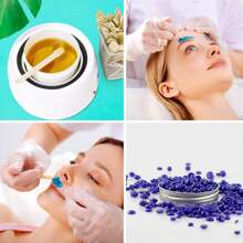 100支装木制脱毛棒 - 适用于身体、眉毛、唇部、鼻毛去除，令肌肤光滑，专业SPA及家庭使用（100支/包） - 米色 - 查看 5