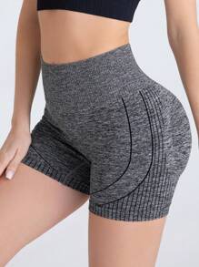Bộ 3 Quần Short Tập Yoga Liền Mạch Cho Nữ, Độ Đàn Hồi Eo Cao, Hút Ẩm, Nâng Mông Quả Đào, Thích Hợp Để Mặc Hàng Ngày Và Tập Thể Dục Quần Short Booty Quần Short Boxer Nữ - Màu Khaki - Xem 6