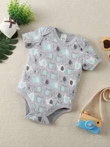 [5 Stücke/Set] Neuer Stil Dreieck-Bodysuit für Baby Jungen mit Tierdruck und Kurzarm